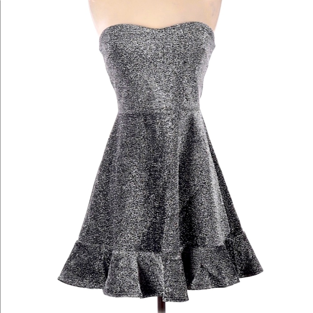 Silver Shiny Metallic Strapless Mini Dress - TopShop, Sz 6 (NWT)